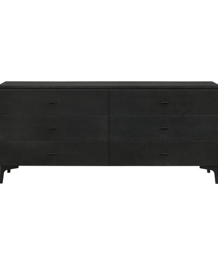 63" Black Six Drawer Double Dresser