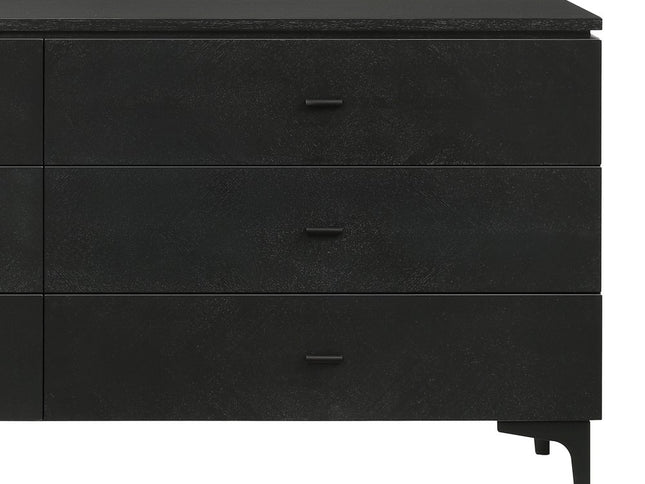 63" Black Six Drawer Double Dresser