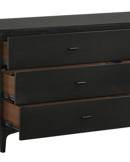 63" Black Six Drawer Double Dresser