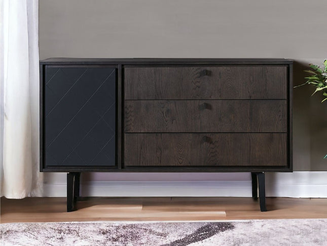 63" Gray Solid Wood Three Drawer Dresser