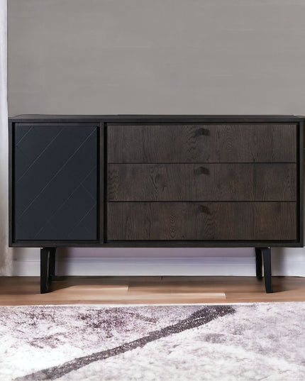 63" Gray Solid Wood Three Drawer Dresser