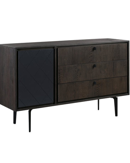 63" Gray Solid Wood Three Drawer Dresser