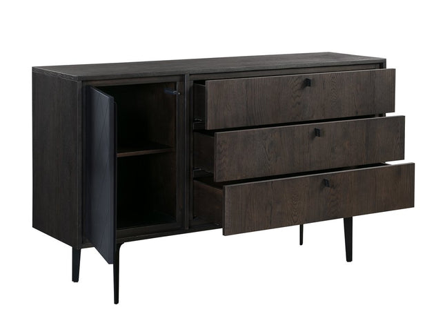 63" Gray Solid Wood Three Drawer Dresser