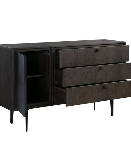 63" Gray Solid Wood Three Drawer Dresser