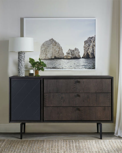 63" Gray Solid Wood Three Drawer Dresser