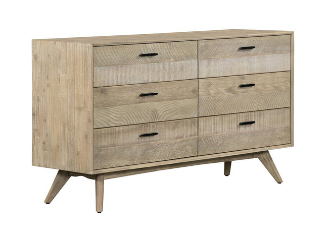 63" Brown Solid Wood Six Drawer Double Dresser