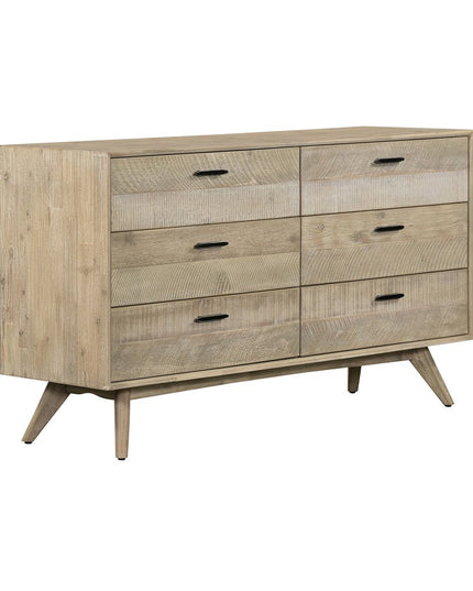 63" Brown Solid Wood Six Drawer Double Dresser