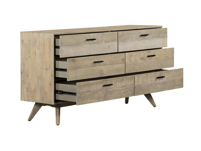 63" Brown Solid Wood Six Drawer Double Dresser