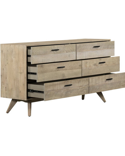 63" Brown Solid Wood Six Drawer Double Dresser