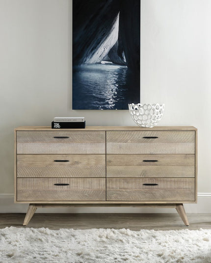 63" Brown Solid Wood Six Drawer Double Dresser