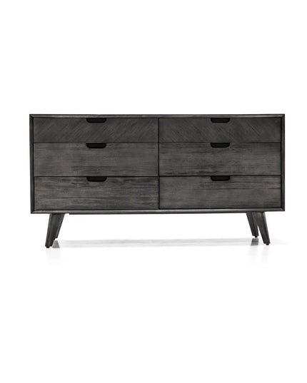 63" Brown Solid Wood Six Drawer Double Dresser