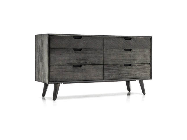 63" Brown Solid Wood Six Drawer Double Dresser