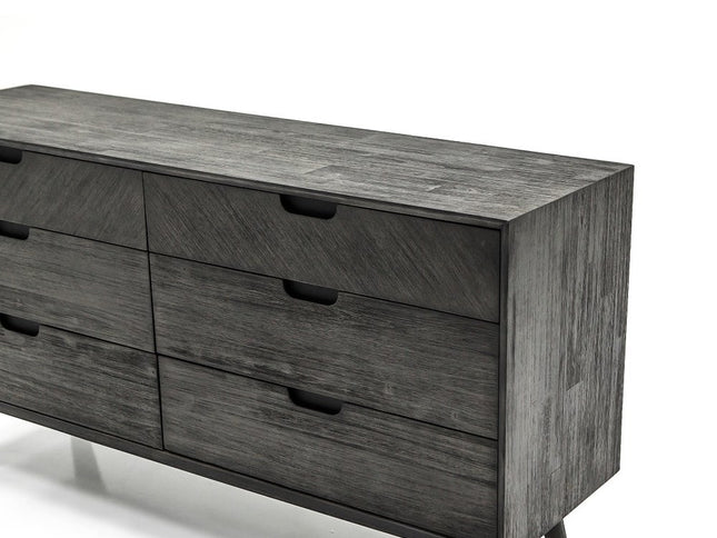 63" Brown Solid Wood Six Drawer Double Dresser