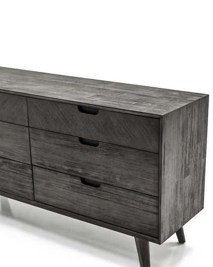 63" Brown Solid Wood Six Drawer Double Dresser