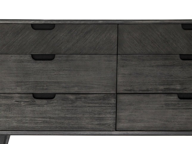 63" Brown Solid Wood Six Drawer Double Dresser