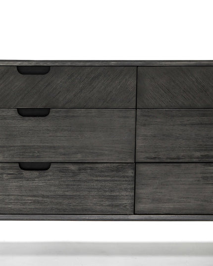 63" Brown Solid Wood Six Drawer Double Dresser