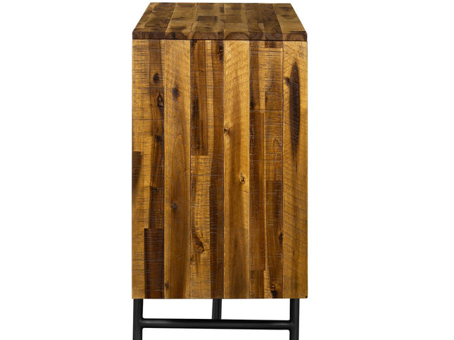 57" Brown and Black Solid Wood Six Drawer Double Dresser