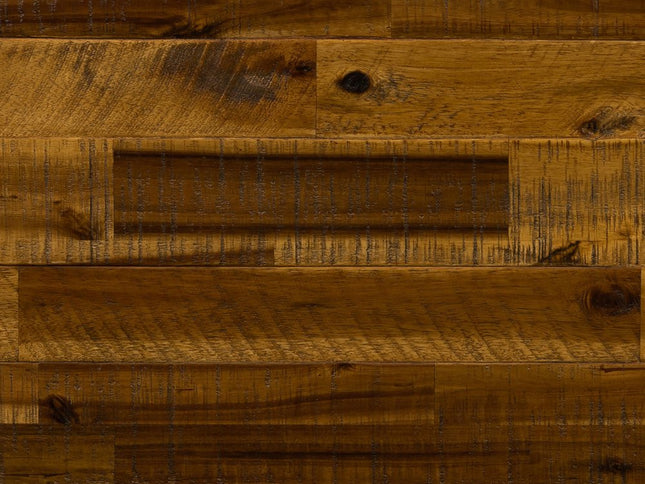 57" Brown and Black Solid Wood Six Drawer Double Dresser