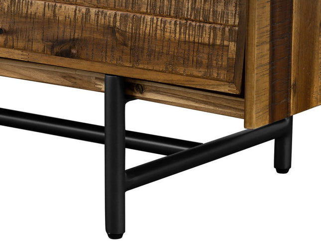 57" Brown and Black Solid Wood Six Drawer Double Dresser