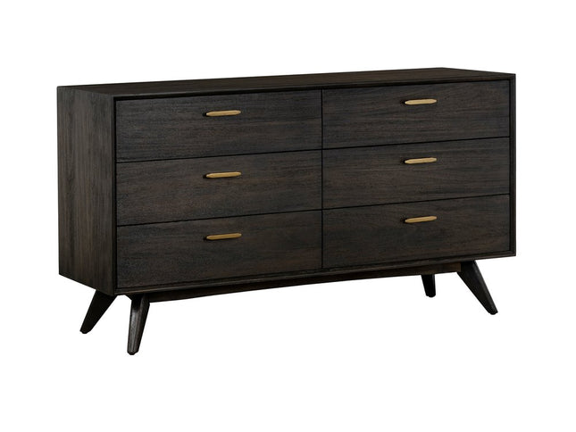 63" Brown Solid Wood Six Drawer Double Dresser