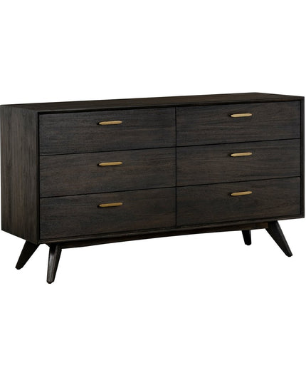 63" Brown Solid Wood Six Drawer Double Dresser