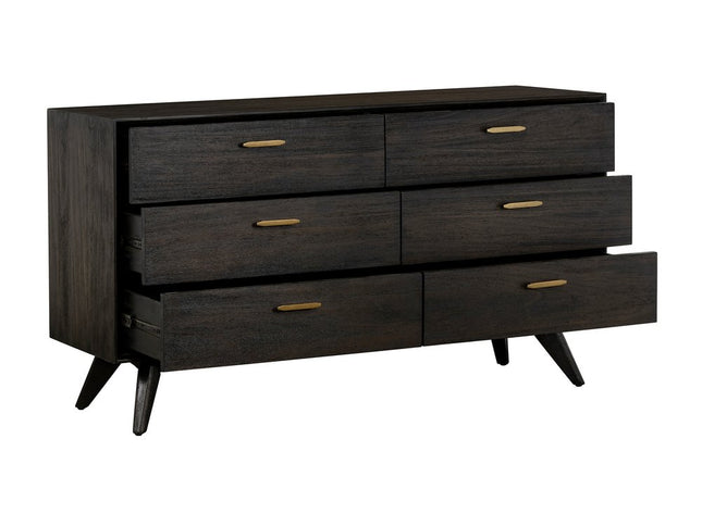 63" Brown Solid Wood Six Drawer Double Dresser