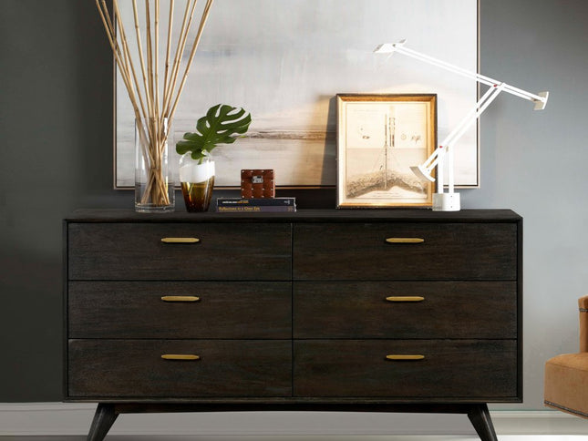 63" Brown Solid Wood Six Drawer Double Dresser