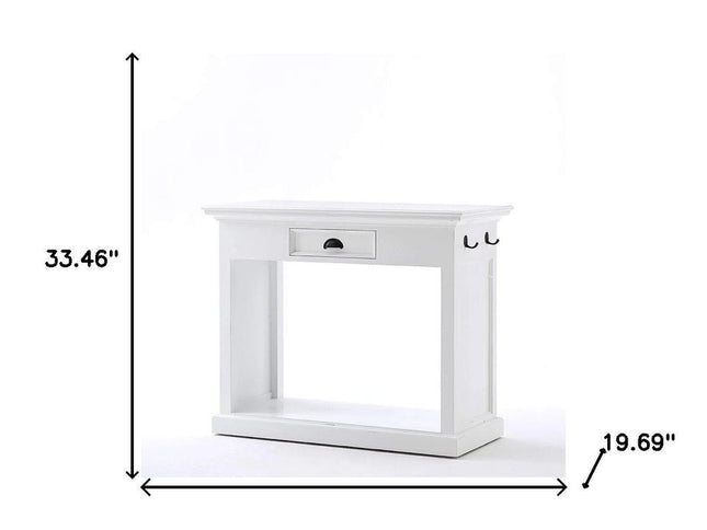 Three Piece White Solid Wood Dining Set with Two Chairs