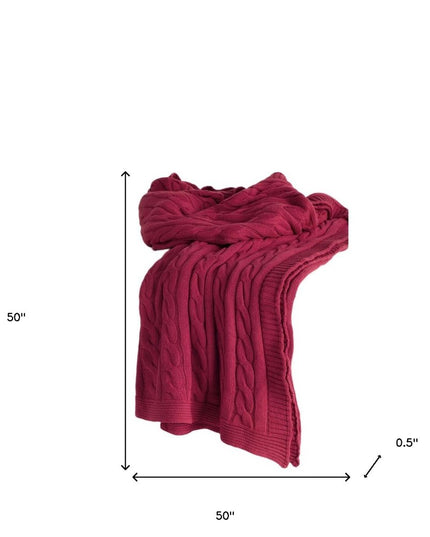 Red Knitted 100% Cotton Throw Blanket