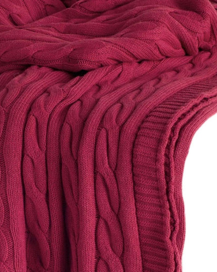 Red Knitted 100% Cotton Throw Blanket