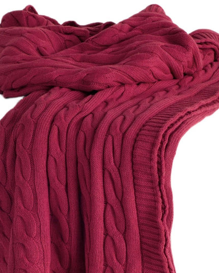 Red Knitted 100% Cotton Throw Blanket