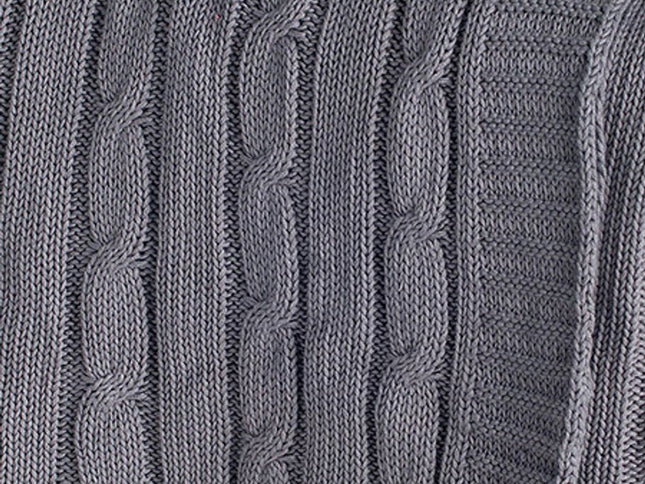 Light Gray Knitted 100% Cotton Throw Blanket