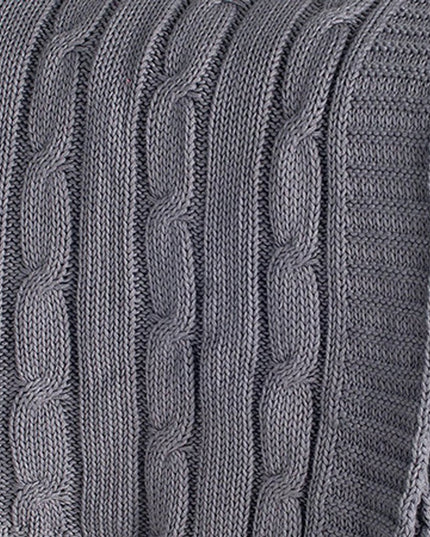 Light Gray Knitted 100% Cotton Throw Blanket