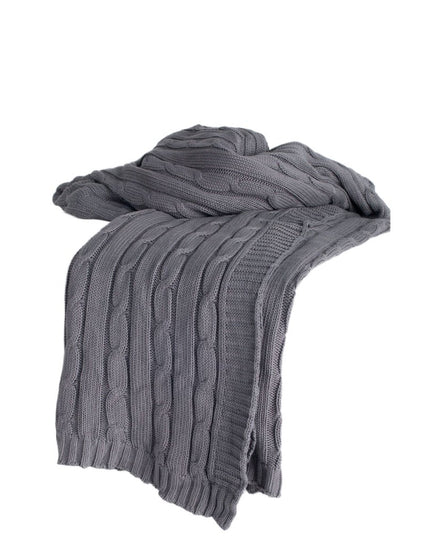 Light Gray Knitted 100% Cotton Throw Blanket