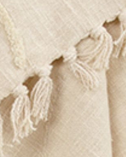50" X 60" Natural Cotton Woven Floral Throw Blanket with Tassels and Fringe