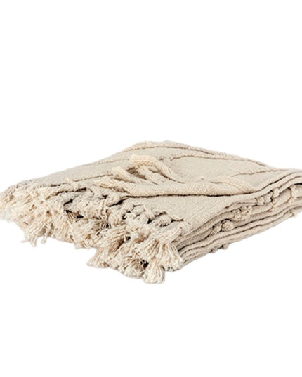 50" X 60" Natural Cotton Woven Floral Throw Blanket with Tassels and Fringe