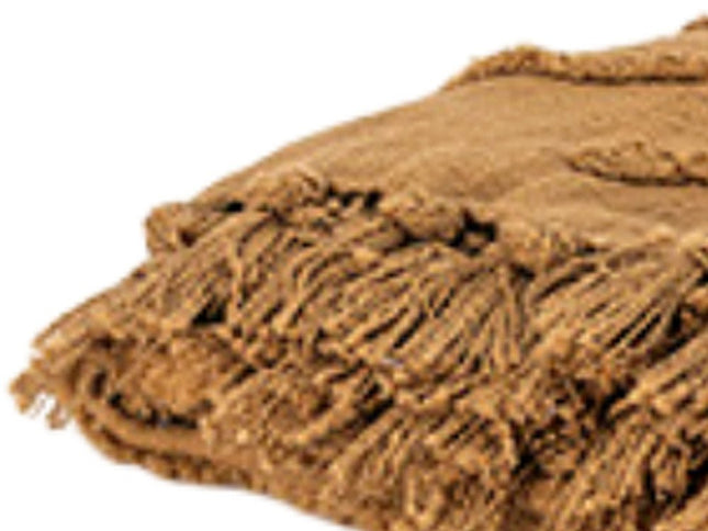 50" X 50" Camel Floral Cotton Woven Throw Blanket