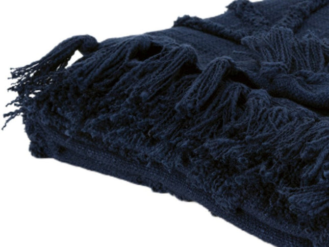 50" X 50" Blue Floral Cotton Woven Throw Blanket with Fringe