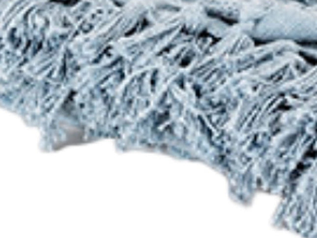 50" X 60" Light Blue Cotton Woven Throw Blanket with Tassels And Fringe
