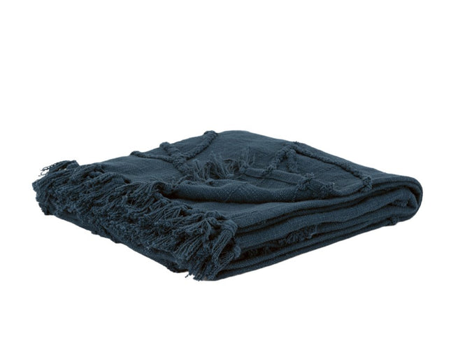 Teal Blue Woven 100% Woven Textured Cotton Throw Blanket