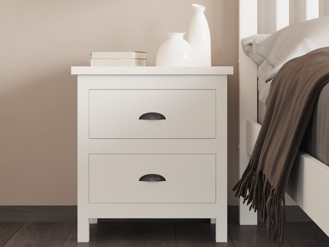 22" Solid Wood Two Drawer Nightstand