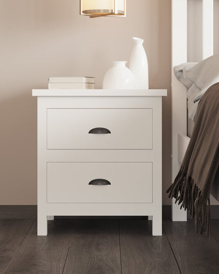 22" Solid Wood Two Drawer Nightstand