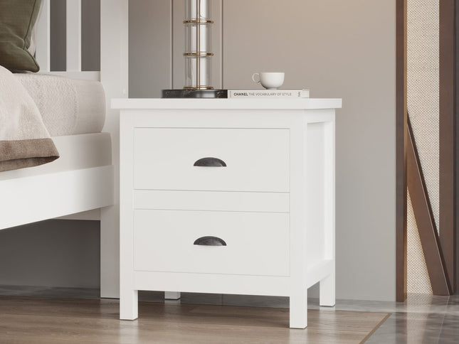 22" Solid Wood Two Drawer Nightstand