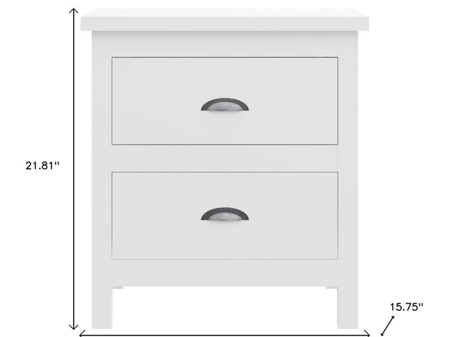 22" Solid Wood Two Drawer Nightstand