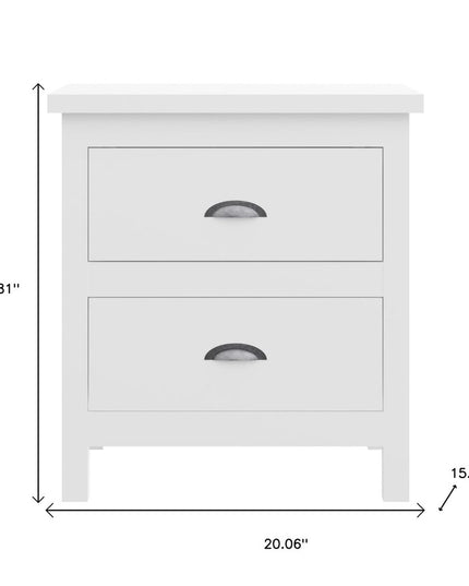 22" Solid Wood Two Drawer Nightstand