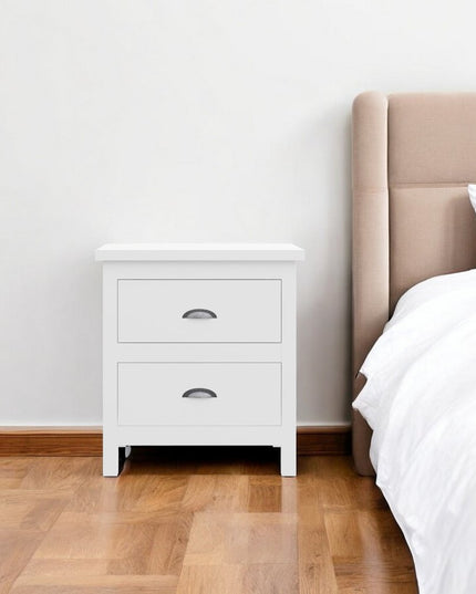 22" Solid Wood Two Drawer Nightstand