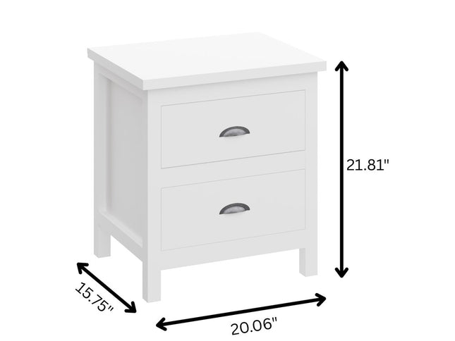 22" Solid Wood Two Drawer Nightstand