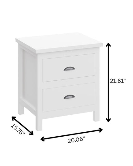 22" Solid Wood Two Drawer Nightstand