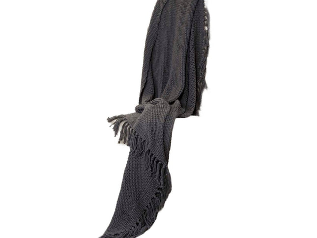 50" X 60" Gray Cotton Woven Throw Blanket