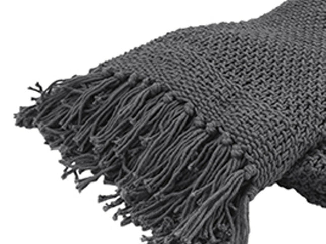 50" X 60" Gray Cotton Woven Throw Blanket